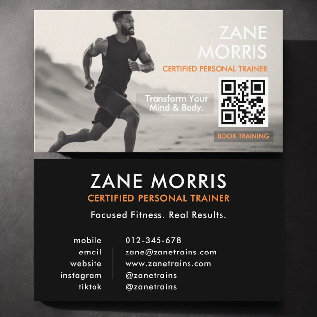 Carte De Visite Certified Personal Trainer QR Code (Créateur téléchargé)