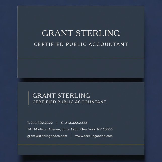 Carte De Visite Certified Public Accountant Navy Blue Professional (Créateur téléchargé)