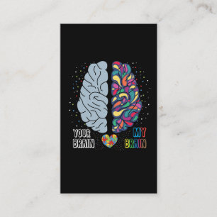 Carte De Visite Cerveau coloré autistique du coeur de la Sensibil