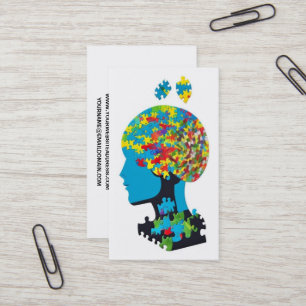 Carte De Visite Cerveau de pièce de puzzle avec fractures