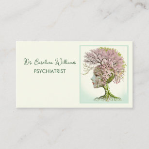 Carte De Visite Cerveau floral professionnel neurologique féminin