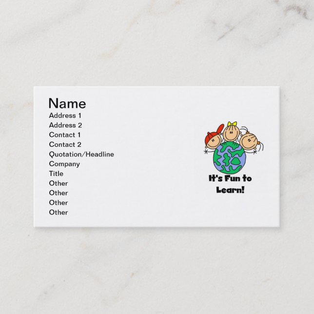 Carte De Visite C'est amusant d'apprendre (Devant)