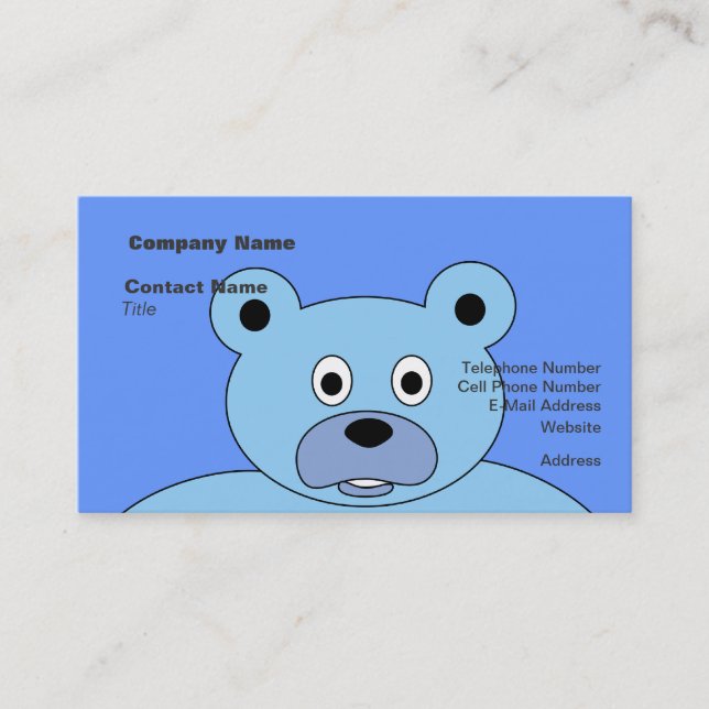 Carte De Visite C'est Un Garçon Bleu Ours (Devant)