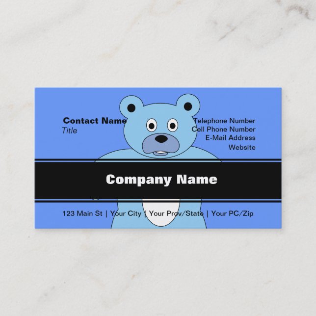 Carte De Visite C'est Un Garçon Bleu Ours (Devant)