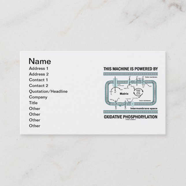 Carte De Visite Cette Machine Est Alimentée De Phosphylation Oxida (Devant)
