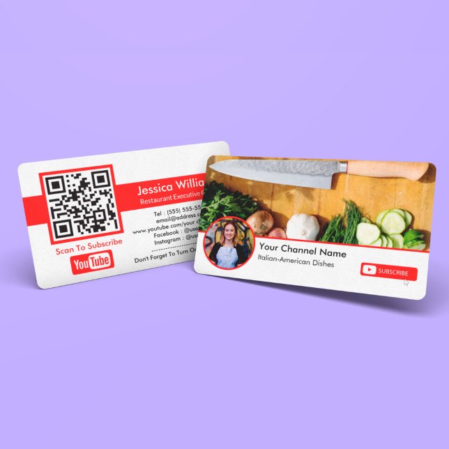 Carte De Visite Chaîne Youtube Avec Code QR Et Photo De Profil (Créateur téléchargé)