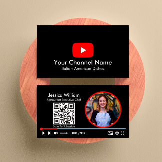 Carte De Visite Chaîne Youtube Vlogger Avec Code QR Noir