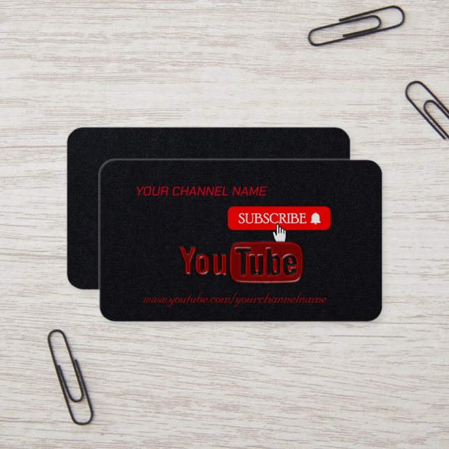 Carte De Visite Chaîne YouTube, Youtubeur (Devant/Arrière en situation)