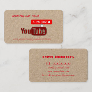 Carte De Visite Chaîne YouTube, Youtubeur