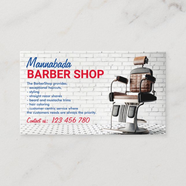 Carte De Visite Chaise de barbier (Devant)
