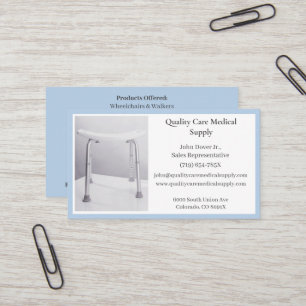 Carte De Visite Chaise de douche bleue Équipement Médicale pour so