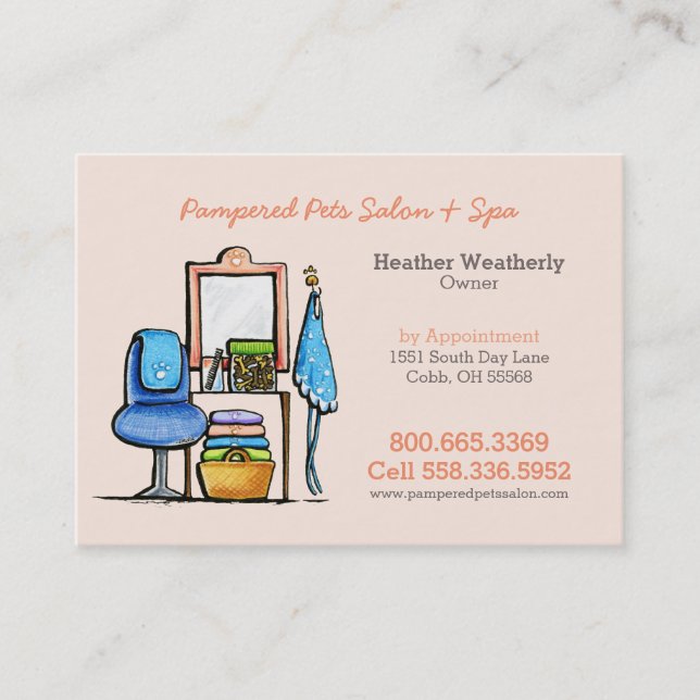 Carte De Visite Chaise de Spa de chien Groomer (Devant)