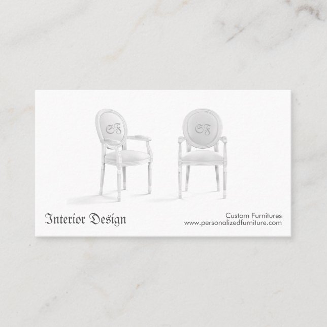 Carte De Visite Chaise Rétro Meubles Designer d'Intérieur Décor (Devant)