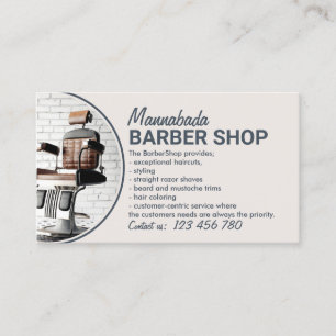 Carte De Visite Chaise Retro Photo Beige Salon de cheveux Barber S
