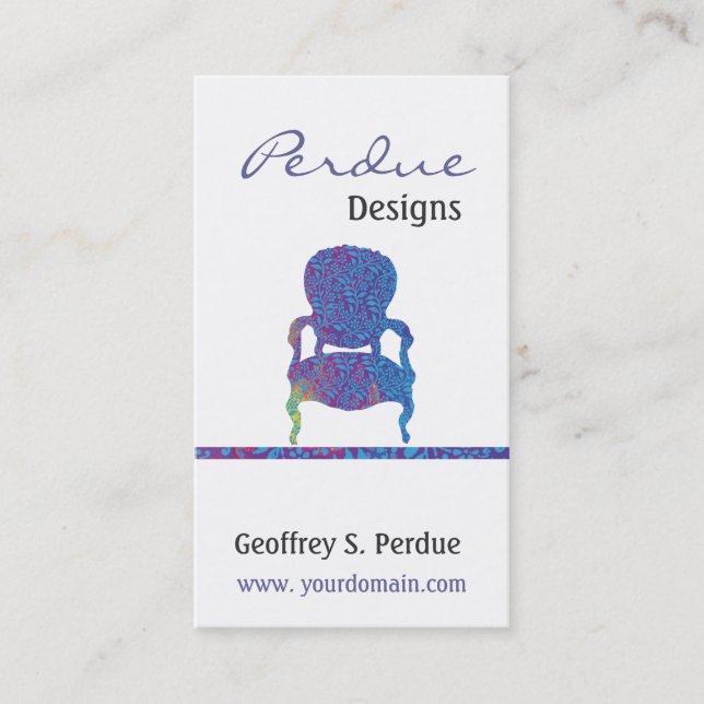 Carte De Visite Chaise victorienne faite sur commande de damassé (Devant)