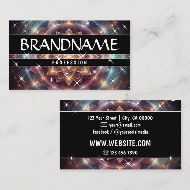 Carte De Visite Chakra Fleur de la Parties scintillant de vie Étoi (Devant / Derrière)