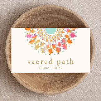 Carte De Visite Chakras Lotus Flower Mandala Energy Healer