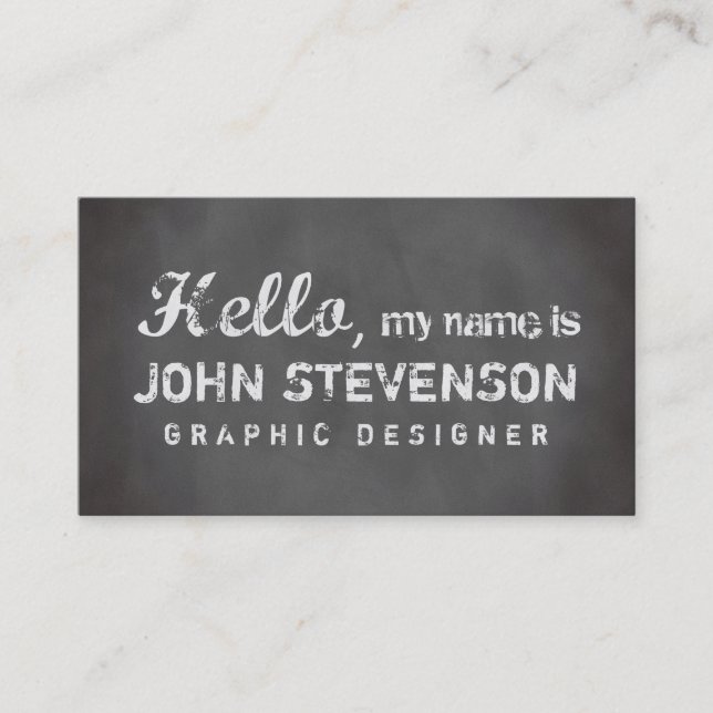 Carte De Visite Chalet gris chalboard chic hello graphiste (Devant)