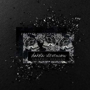Carte De Visite Chaleur Rose crâne   Funky Gothic Grunge Branding