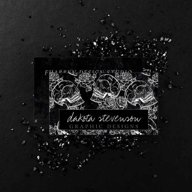 Carte De Visite Chaleur Rose crâne | Funky Gothic Grunge Branding (Créateur téléchargé)