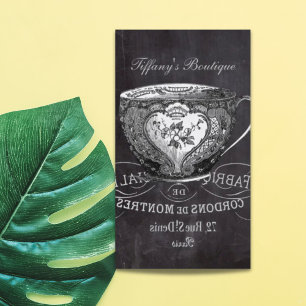 Carte De Visite Chalkboard Alice à Wonderland tea party teacup