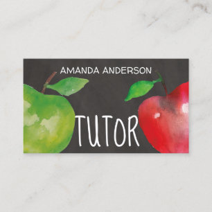 Carte De Visite Chalkboard Aquarelle Apples Modern Tutor