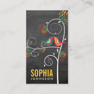 Carte De Visite Chalkboard Cute Inséparables Floral Business Desig