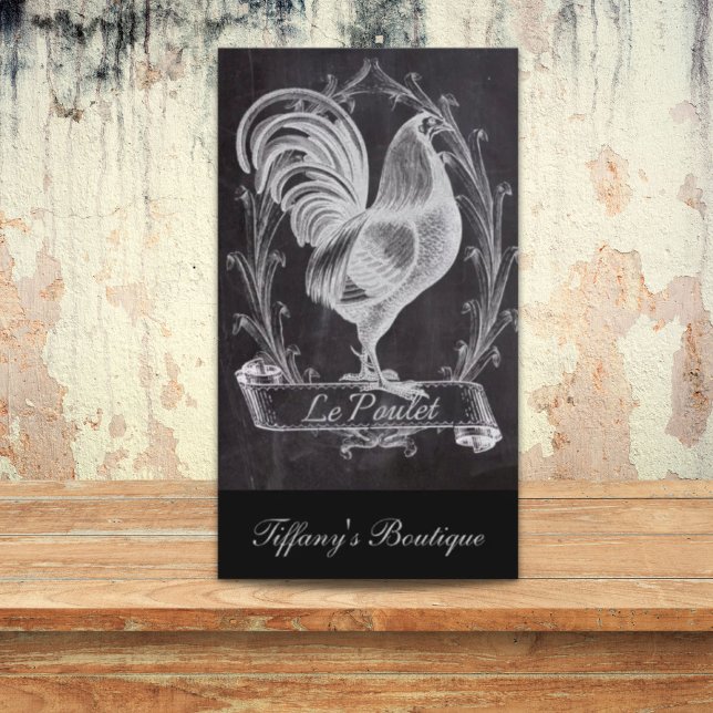 Carte De Visite chalkboard français chic western country (french chic chalkboard western country rooster business card)