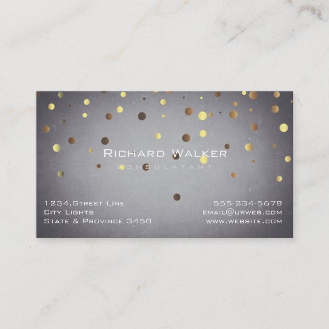 Carte De Visite Chalkboard Gold Confetti Professional Noir (Devant)