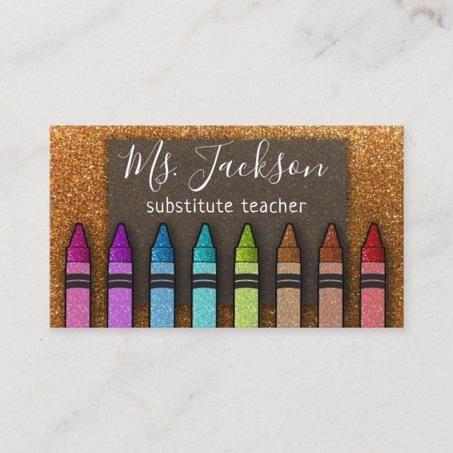 Carte De Visite Chalkboard Nom de l'enseignant Rainbow Parties sci (Devant)