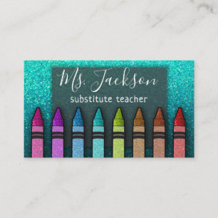 Carte De Visite Chalkboard Nom de l'enseignant Rainbow Parties sci