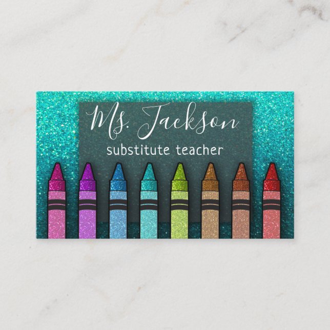 Carte De Visite Chalkboard Nom de l'enseignant Rainbow Parties sci (Devant)