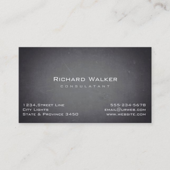 Carte De Visite Chalkboard Professional élégant Black Board Simple (Devant)