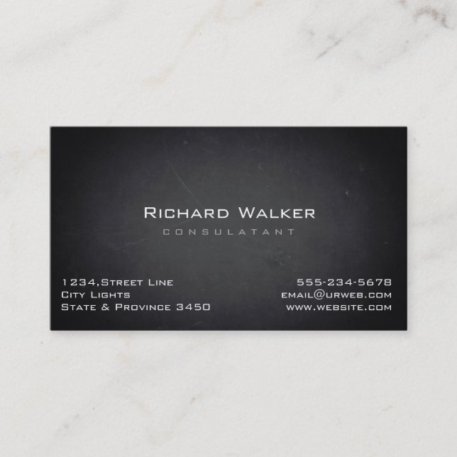 Carte De Visite Chalkboard Professional élégant Black Board Simple (Devant)