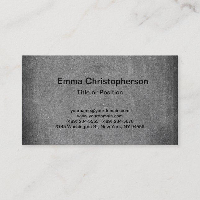 Carte De Visite Chalkboard Professional Grey Plain Moderne (Devant)