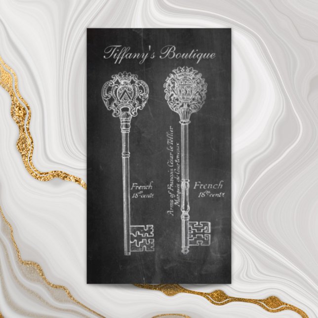Carte De Visite Chalkboard Victorian squelette clés realtor (Chalkboard Victorian skeleton keys realtor Business Card)