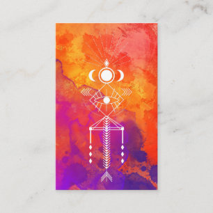 Carte De Visite Chaman aztèque principal tribal pourpre orange de