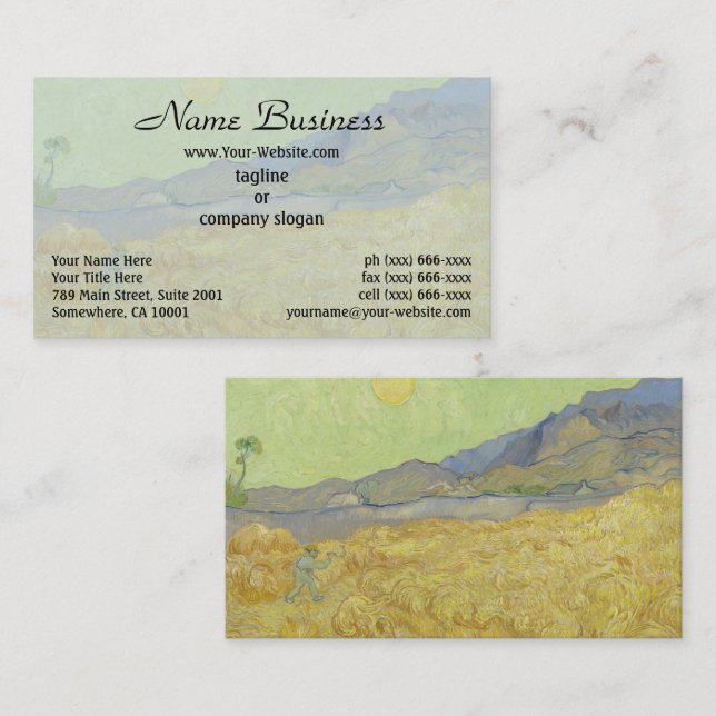 Carte De Visite Champ de blé avec un moissonneur de Van Gogh - Sol (Devant / Derrière)