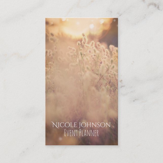 Carte De Visite Champ de fleurs Campagne rustique Coucher de solei (Devant)