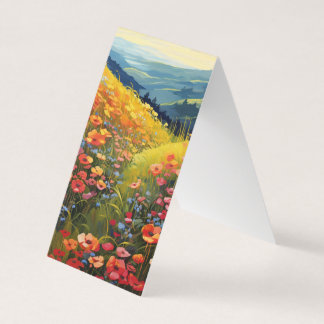Carte De Visite Champ de fleurs Livre Signet plié