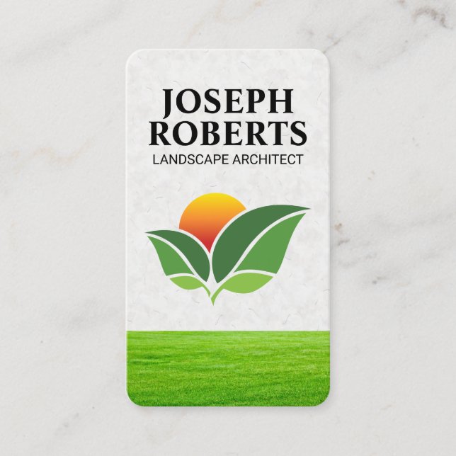 Carte De Visite Champ d'Herbe | Nature | Logo Feuille Soleil | Pay (Devant)