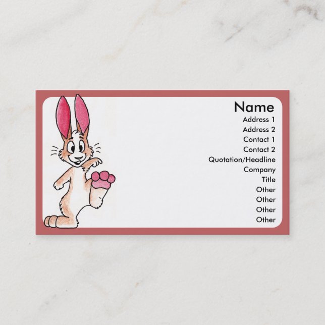 Carte de visite chanceux de lapin (Devant)