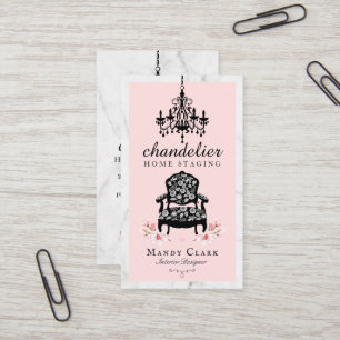 Carte De Visite Chandelier antique et chaise florale victorienne M