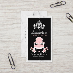 Carte De Visite Chandelier antique et chaise florale victorienne M