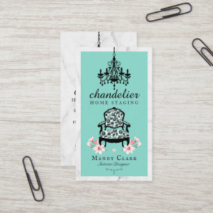 Carte De Visite Chandelier antique et chaise florale victorienne M