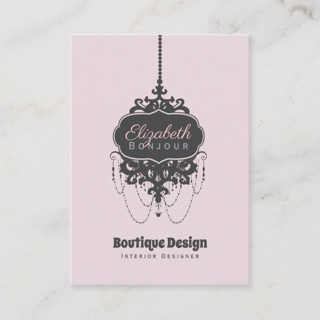 Carte De Visite Chandelier Chic (Changer de couleur) - (Devant)