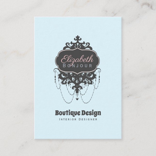 Carte De Visite Chandelier Chic (Changer de couleur) - (Devant)