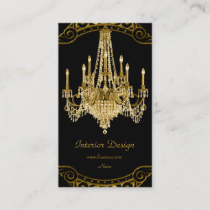 Carte De Visite Chandelier Noir Or Élégant Design Intérieur