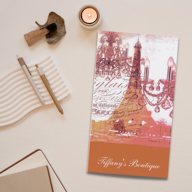 Carte De Visite chandelier orange paris tour eiffel (orange scripts chandelier paris eiffel tower business card)