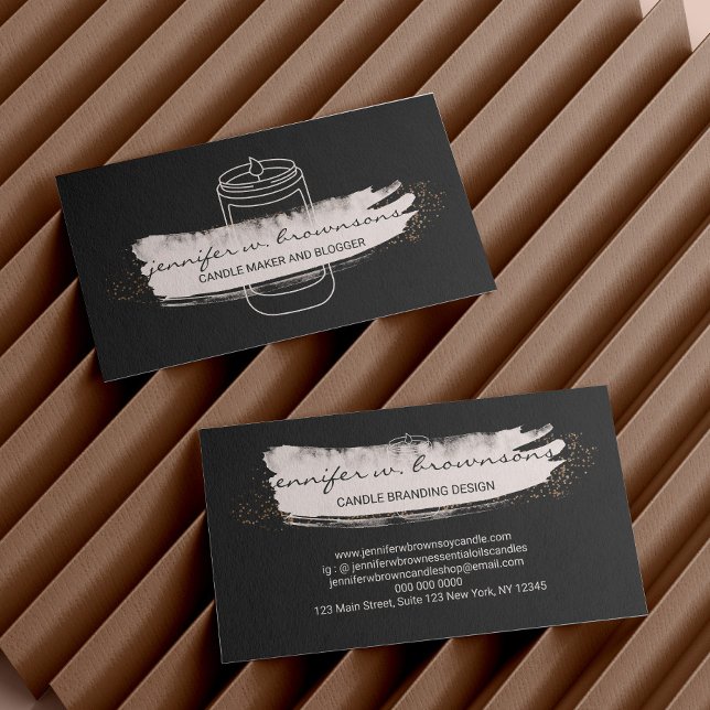 Carte De Visite Chandelle de soja simple et élégante de Black Pink (Black Pink elegant simple soy candle Business Card)